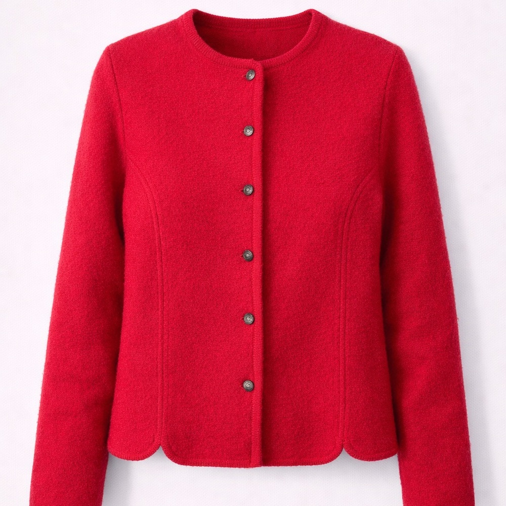 Red Vintage Carroll Reed 100% Wool Button-Up Cardigan